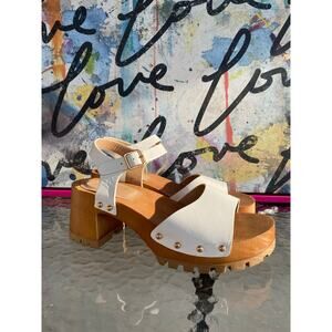 Call It Spring White Vegan Leather Studded Platform Platform Sandals Size 10